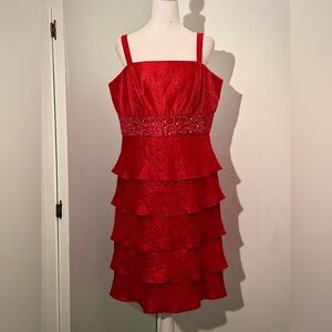 R&MRichards strap shoulder Red ruffle dress Size 14